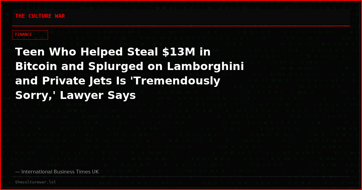 Teen Who Helped Steal $13M in Bitcoin and Splurged on Lamborghini and Private Jets Is 'Tremendously Sorry,' Lawyer Says