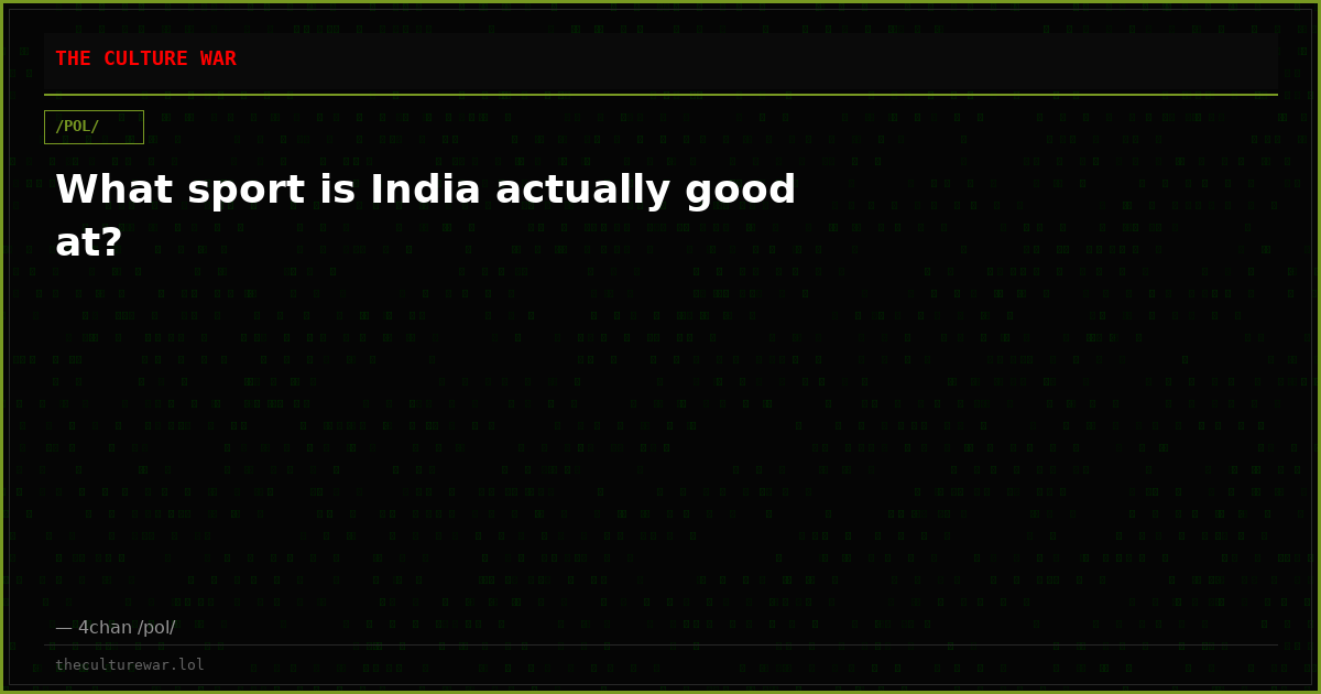 What sport is India actually good at?