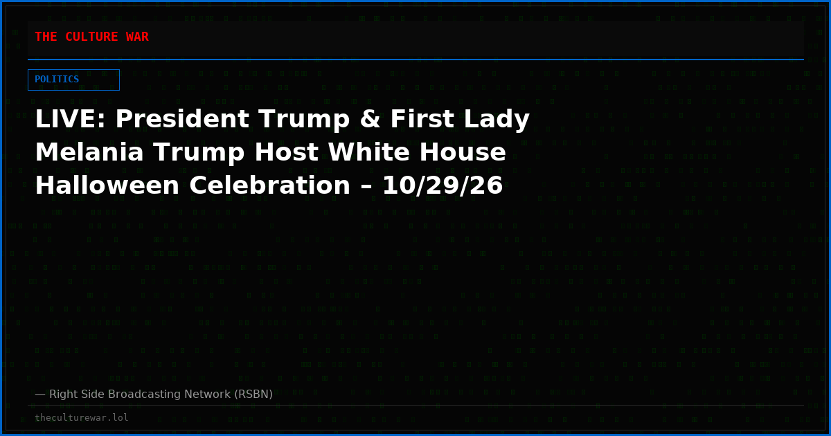 LIVE: President Trump & First Lady Melania Trump Host White House Halloween Celebration – 10/29/26