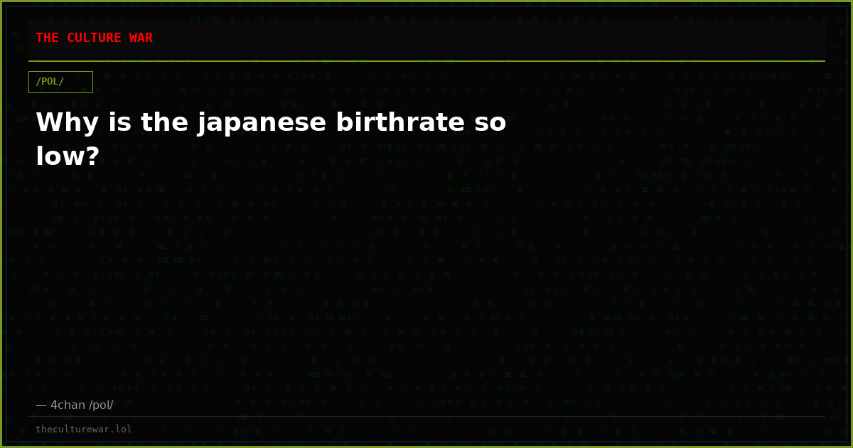 Why is the japanese birthrate so low?