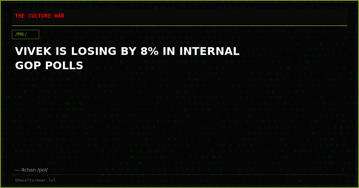 VIVEK IS LOSING BY 8% IN INTERNAL GOP POLLS