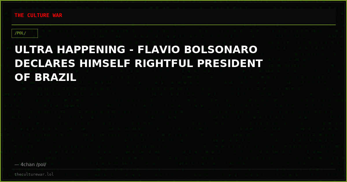 ULTRA HAPPENING - FLAVIO BOLSONARO DECLARES HIMSELF RIGHTFUL PRESIDENT OF BRAZIL