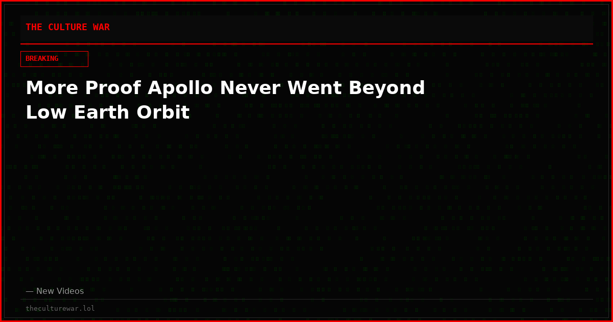More Proof Apollo Never Went Beyond Low Earth Orbit