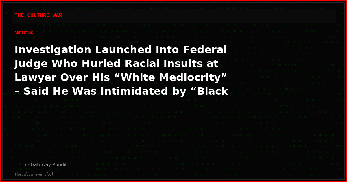 Investigation Launched Into Federal Judge Who Hurled Racial Insults at Lawyer Over His “White Mediocrity” – Said He Was Intimidated by “Black Excellence”