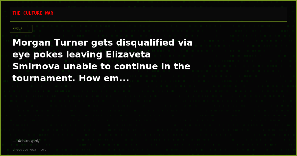 Morgan Turner gets disqualified via eye pokes leaving Elizaveta Smirnova unable to continue in the tournament. How em...