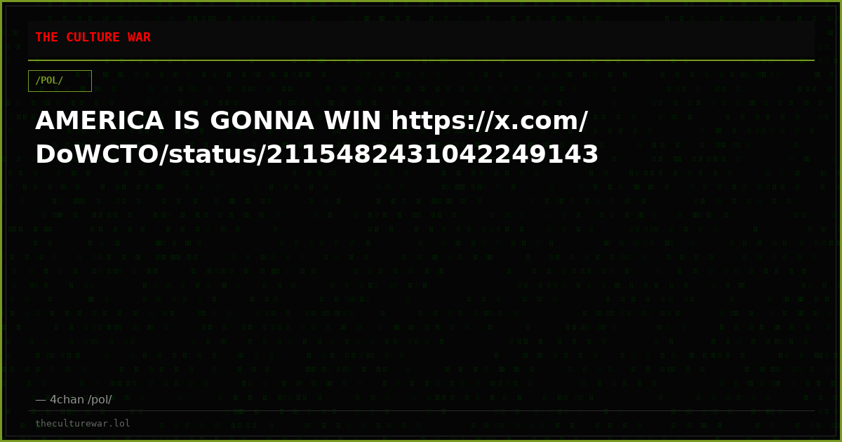 AMERICA IS GONNA WIN https://x.com/DoWCTO/status/2115482431042249143