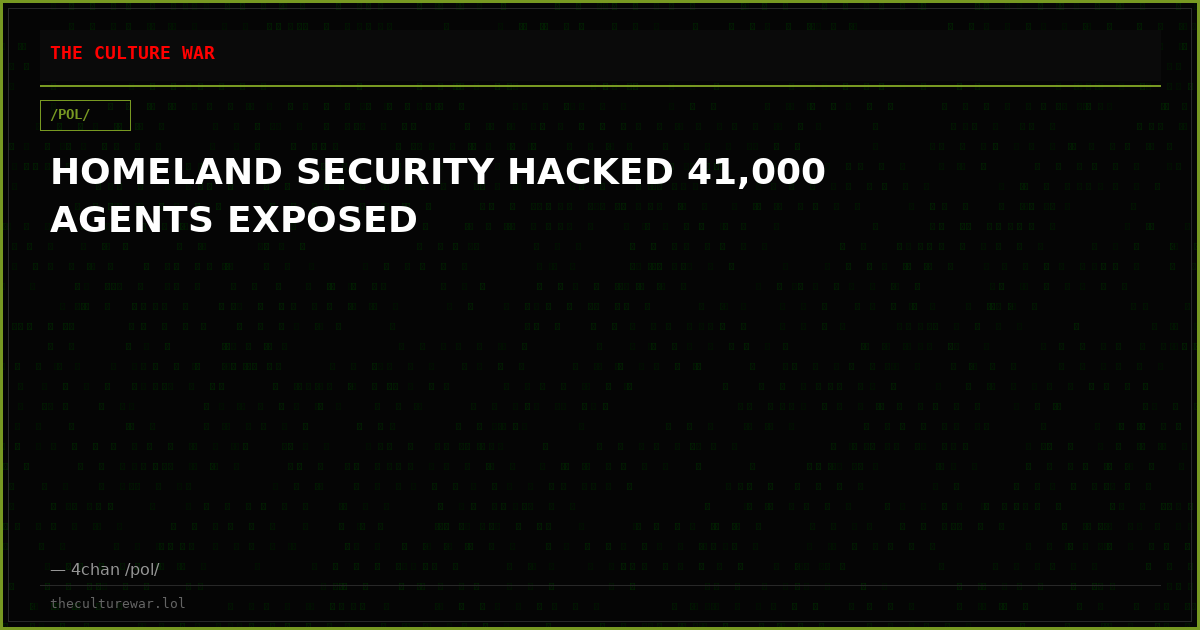 HOMELAND SECURITY HACKED 41,000 AGENTS EXPOSED