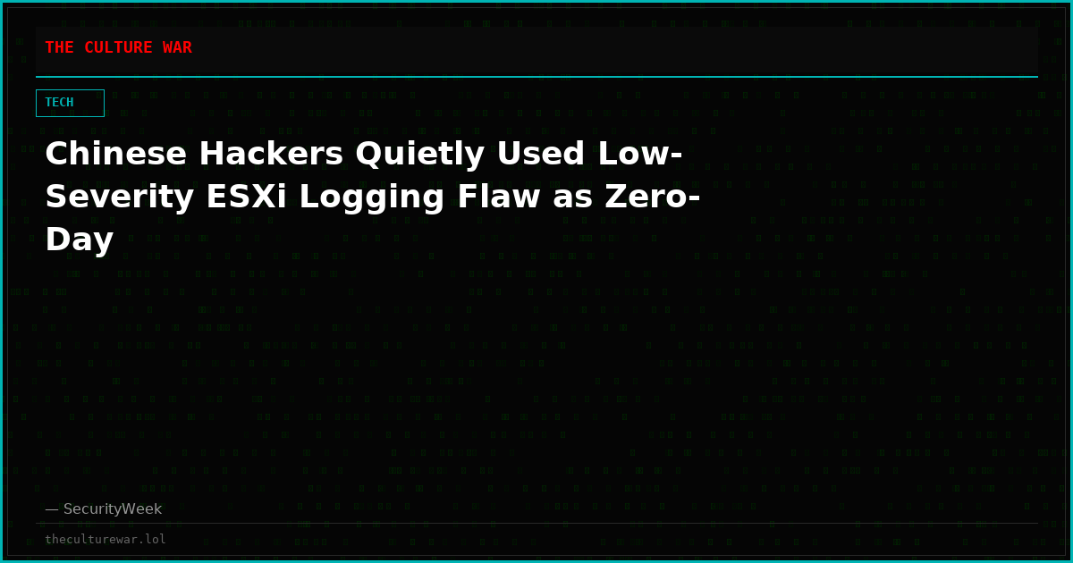 Chinese Hackers Quietly Used Low-Severity ESXi Logging Flaw as Zero-Day