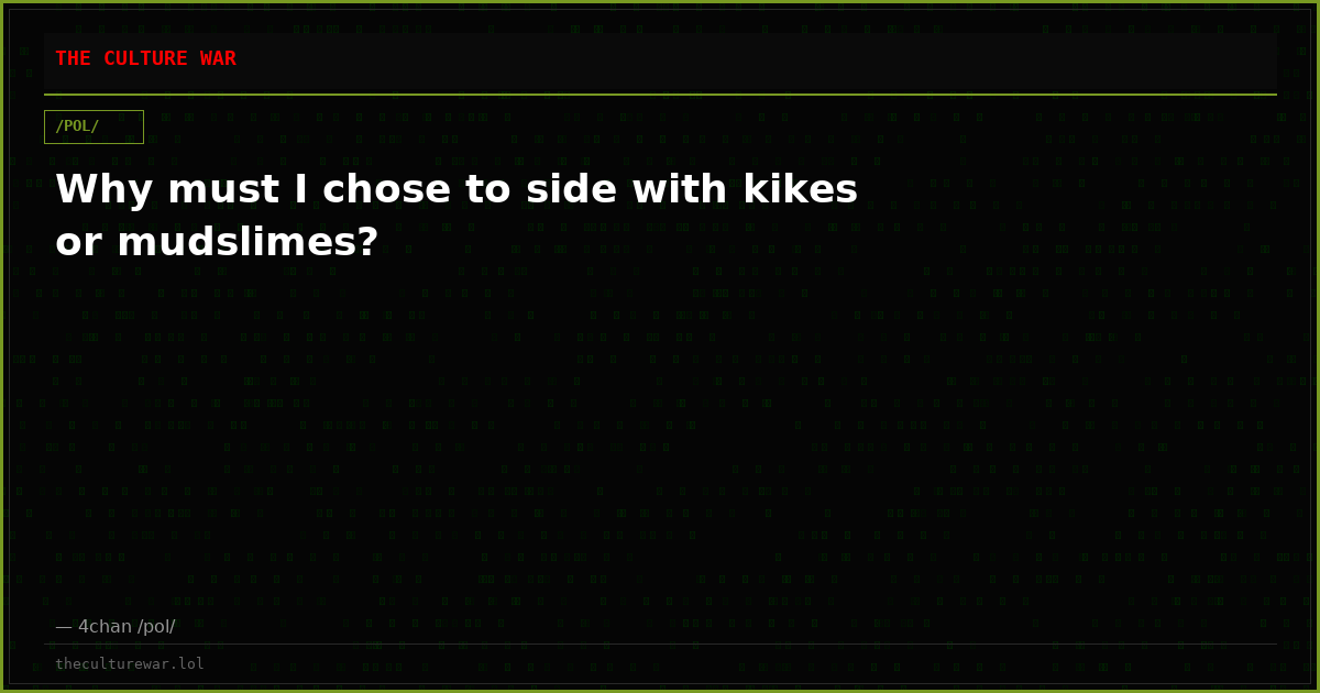 Why must I chose to side with kikes or mudslimes?