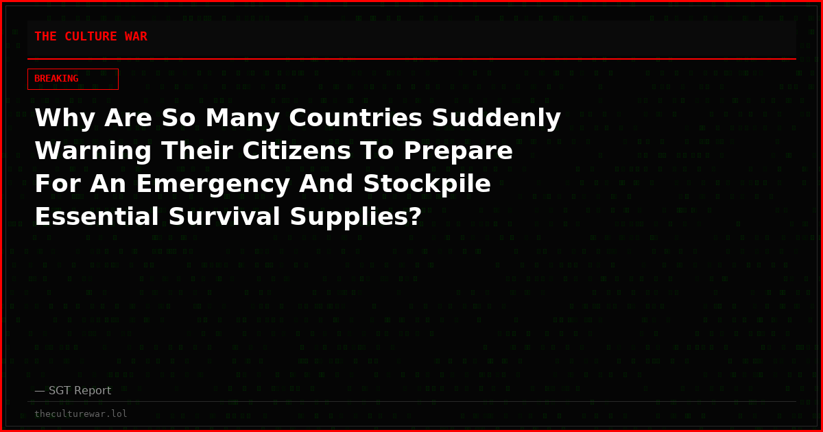 Why Are So Many Countries Suddenly Warning Their Citizens To Prepare For An Emergency And Stockpile Essential Survival Supplies?