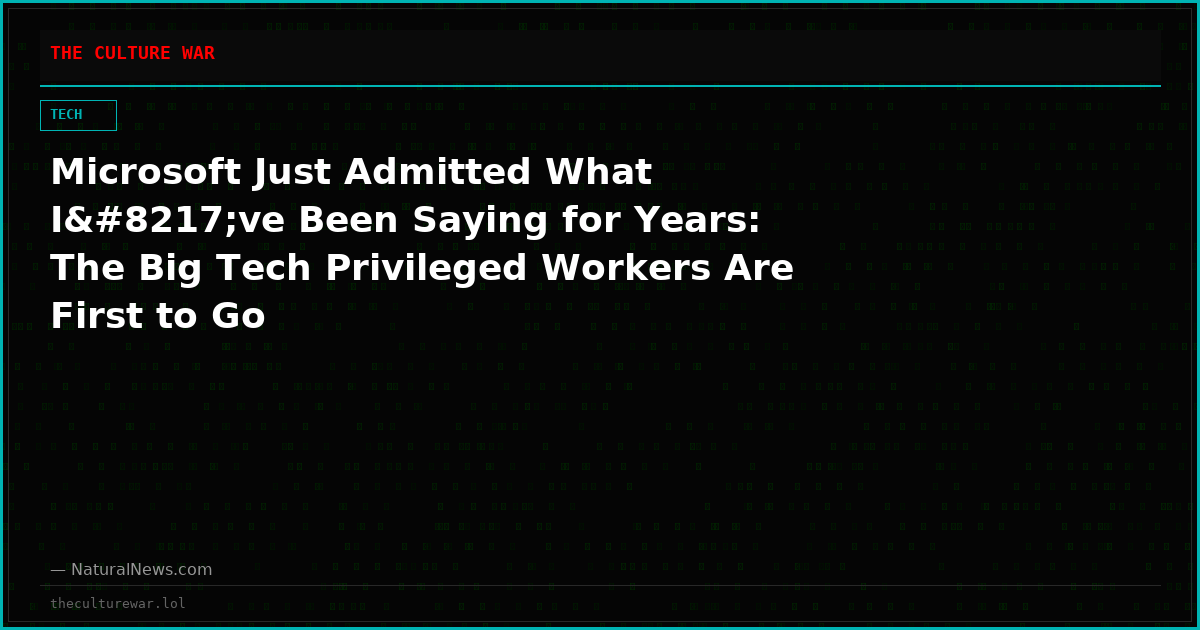 Microsoft Just Admitted What I’ve Been Saying for Years: The Big Tech Privileged Workers Are First to Go