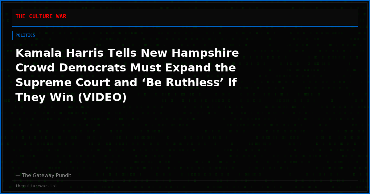 Kamala Harris Tells New Hampshire Crowd Democrats Must Expand the Supreme Court and ‘Be Ruthless’ If They Win (VIDEO)