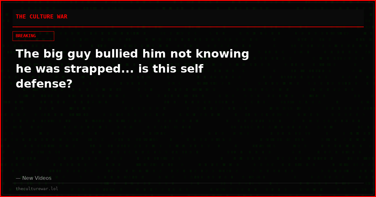 The big guy bullied him not knowing he was strapped... is this self defense?