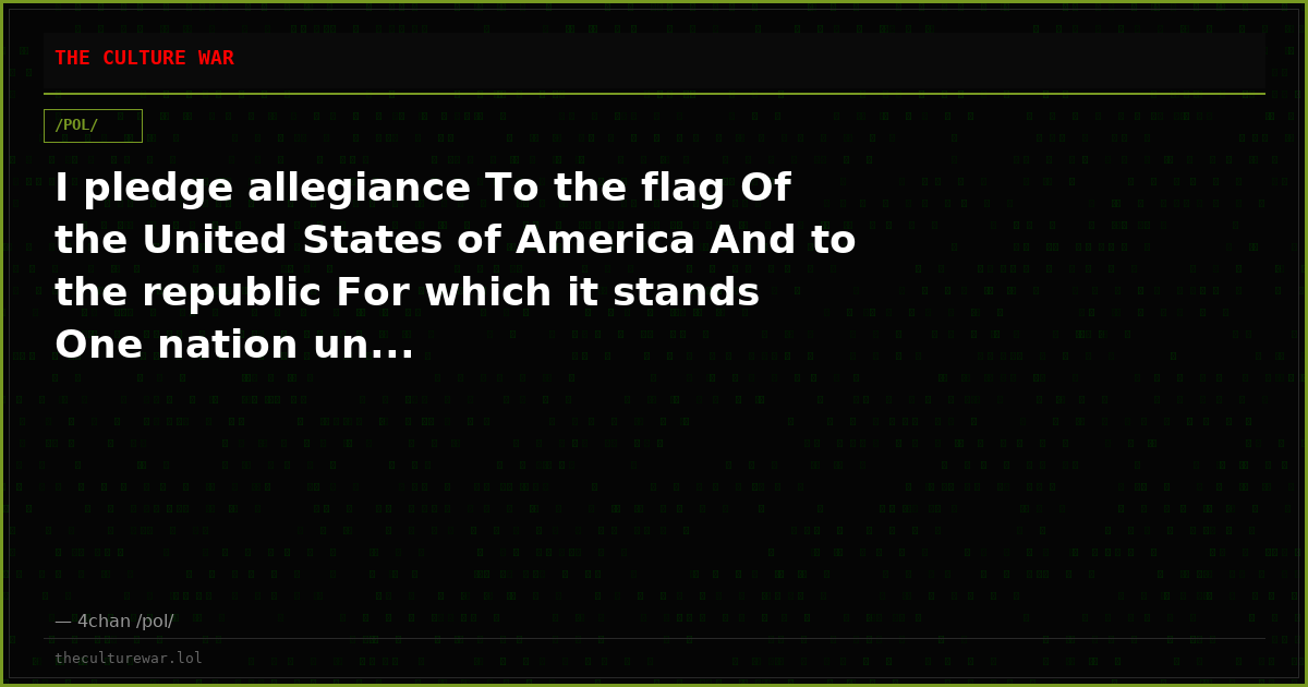 I pledge allegiance To the flag Of the United States of America And to the republic For which it stands One nation un...
