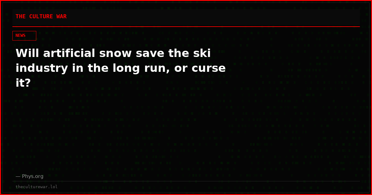Will artificial snow save the ski industry in the long run, or curse it?