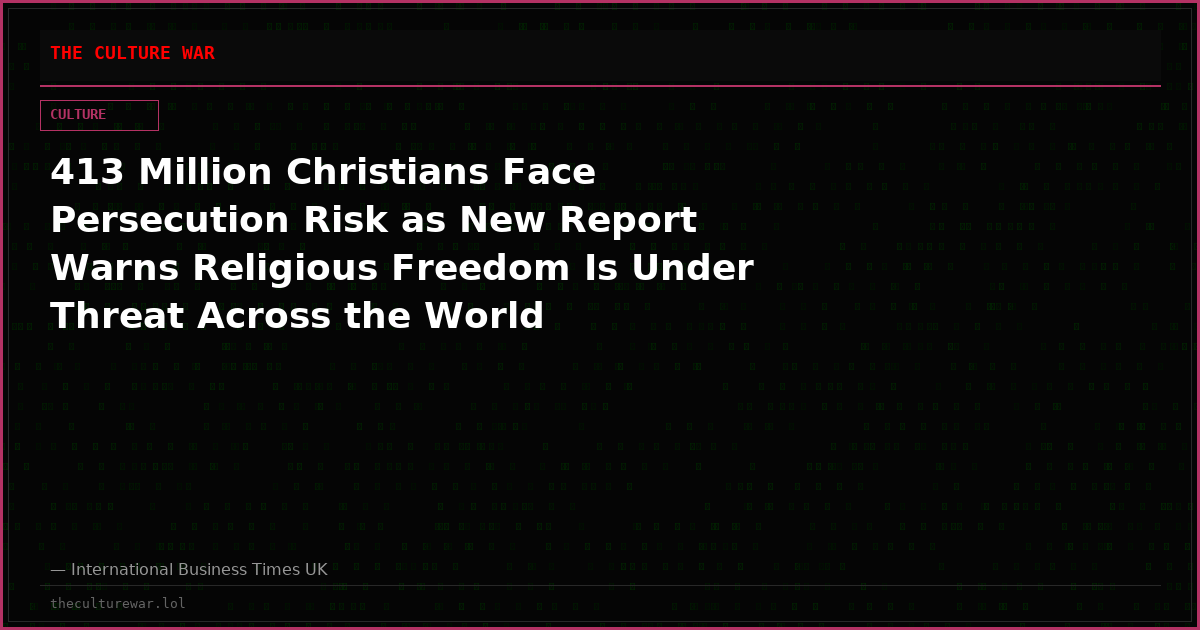 413 Million Christians Face Persecution Risk as New Report Warns Religious Freedom Is Under Threat Across the World