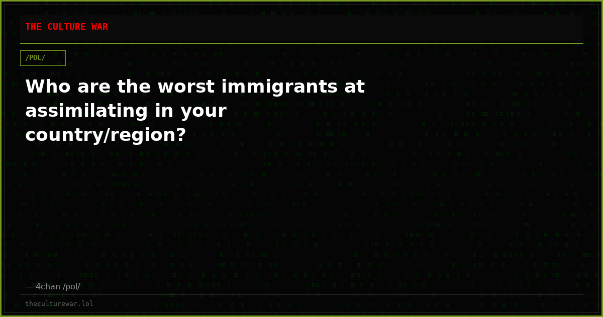 Who are the worst immigrants at assimilating in your country/region?