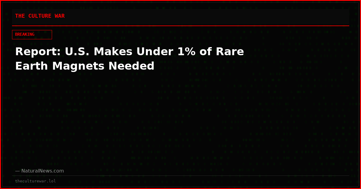 Report: U.S. Makes Under 1% of Rare Earth Magnets Needed