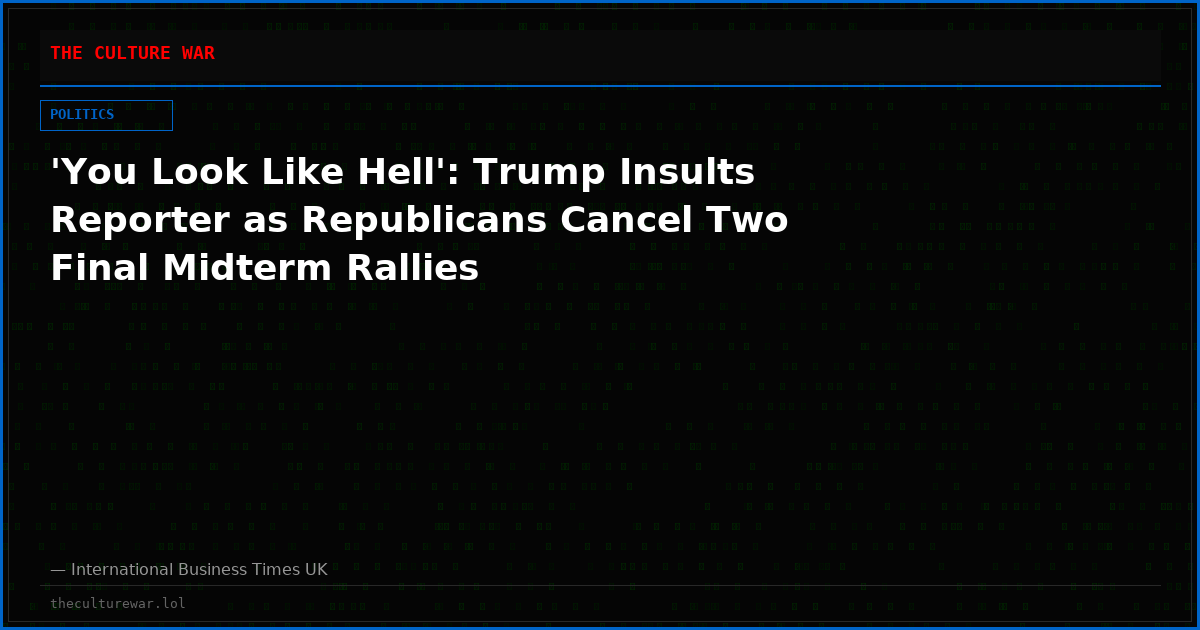 'You Look Like Hell': Trump Insults Reporter as Republicans Cancel Two Final Midterm Rallies