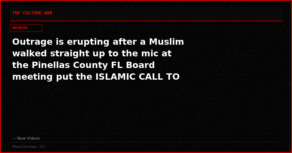 Outrage is erupting after a Muslim walked straight up to the mic at the Pinellas County FL Board meeting put the ISLAMIC CALL TO PRAYER on FULL BLAST