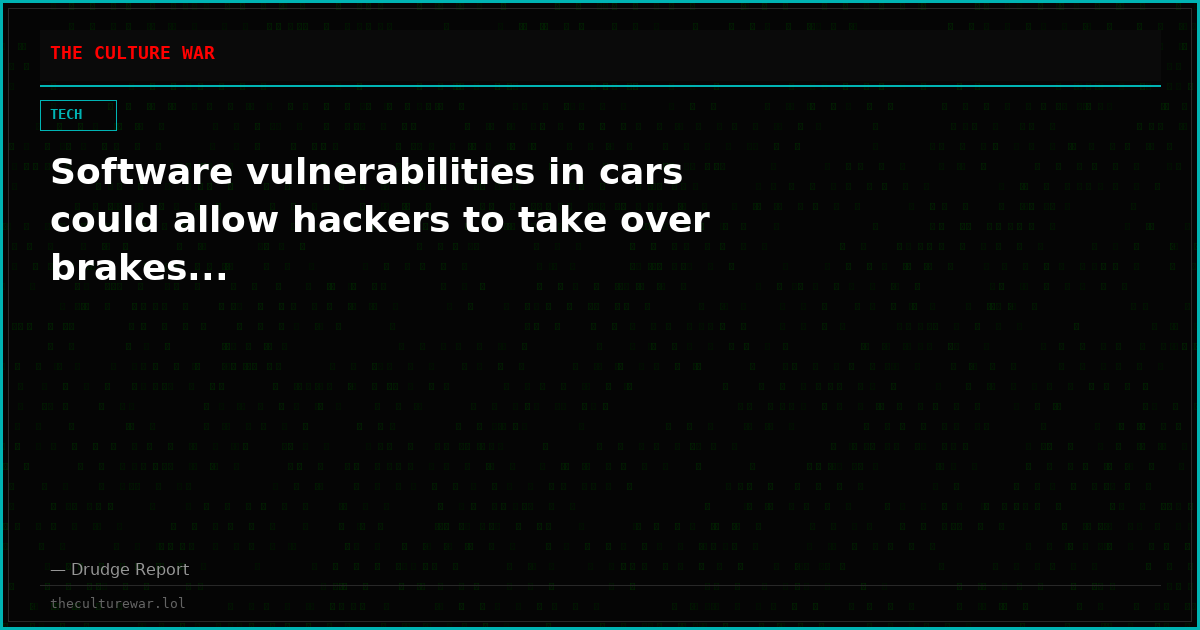 Software vulnerabilities in cars could allow hackers to take over brakes...