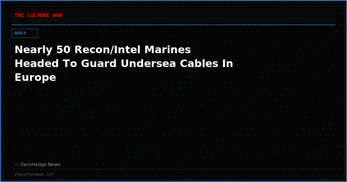 Nearly 50 Recon/Intel Marines Headed To Guard Undersea Cables In Europe