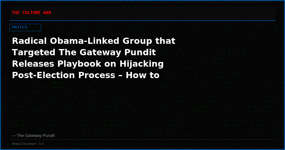 Radical Obama-Linked Group that Targeted The Gateway Pundit Releases Playbook on Hijacking Post-Election Process – How to Defeat Any Prosecutions and Shut Down Investigations