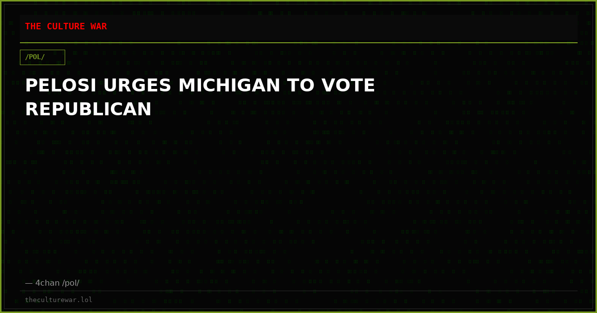 PELOSI URGES MICHIGAN TO VOTE REPUBLICAN