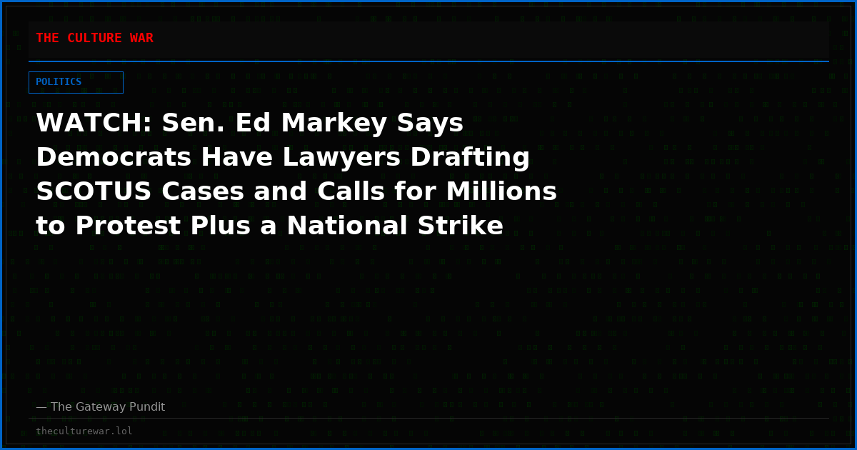 WATCH: Sen. Ed Markey Says Democrats Have Lawyers Drafting SCOTUS Cases and Calls for Millions to Protest Plus a National Strike on Election Day Over Imagined Trump Midterm Interference