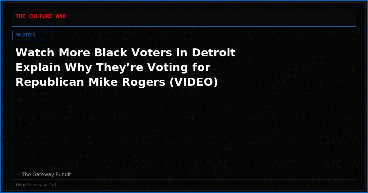 Watch More Black Voters in Detroit Explain Why They’re Voting for Republican Mike Rogers (VIDEO)
