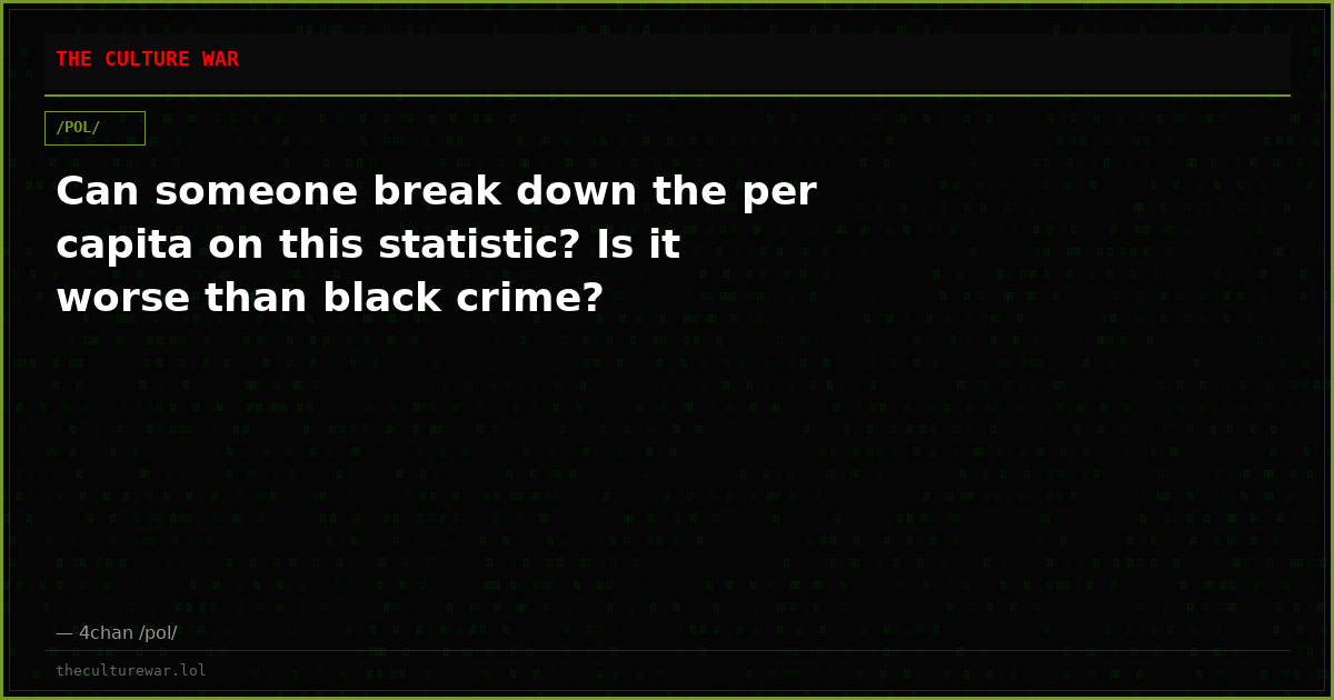 Can someone break down the per capita on this statistic? Is it worse than black crime?