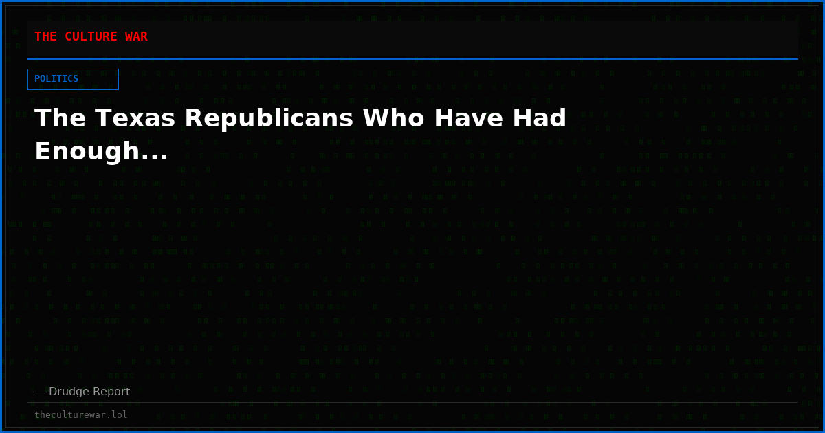The Texas Republicans Who Have Had Enough...