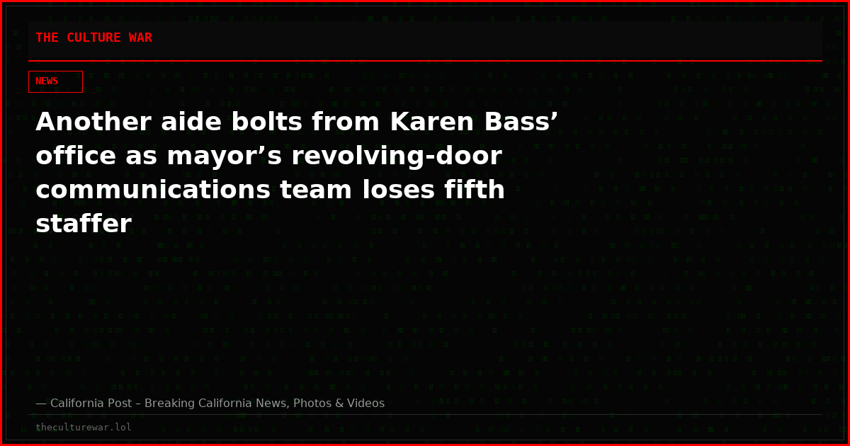 Another aide bolts from Karen Bass’ office as mayor’s revolving-door communications team loses fifth staffer