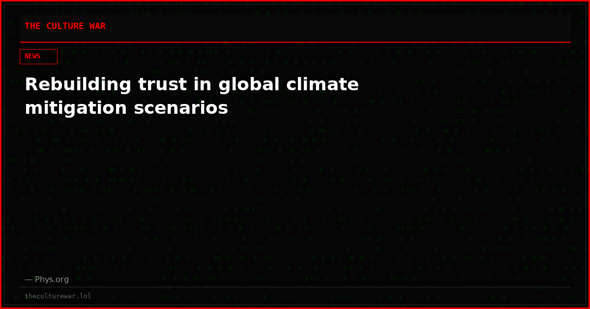 Rebuilding trust in global climate mitigation scenarios