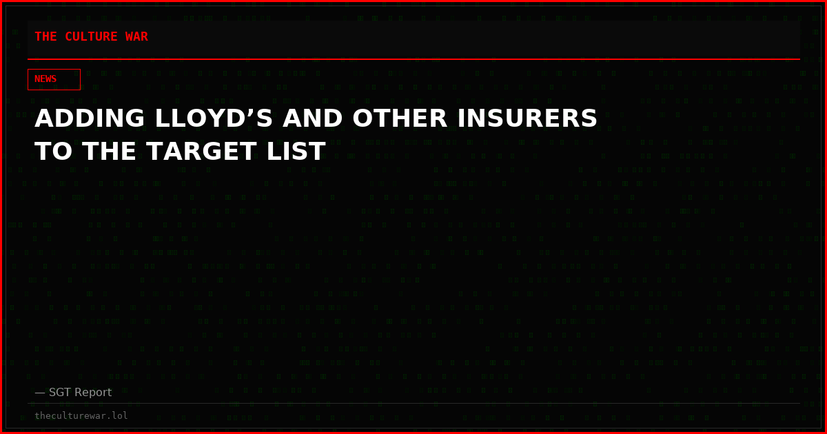 ADDING LLOYD’S AND OTHER INSURERS TO THE TARGET LIST