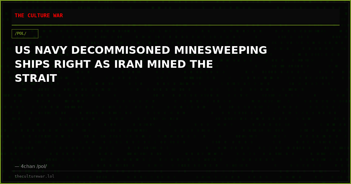 US NAVY DECOMMISONED MINESWEEPING SHIPS RIGHT AS IRAN MINED THE STRAIT