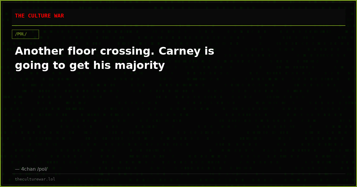 Another floor crossing. Carney is going to get his majority