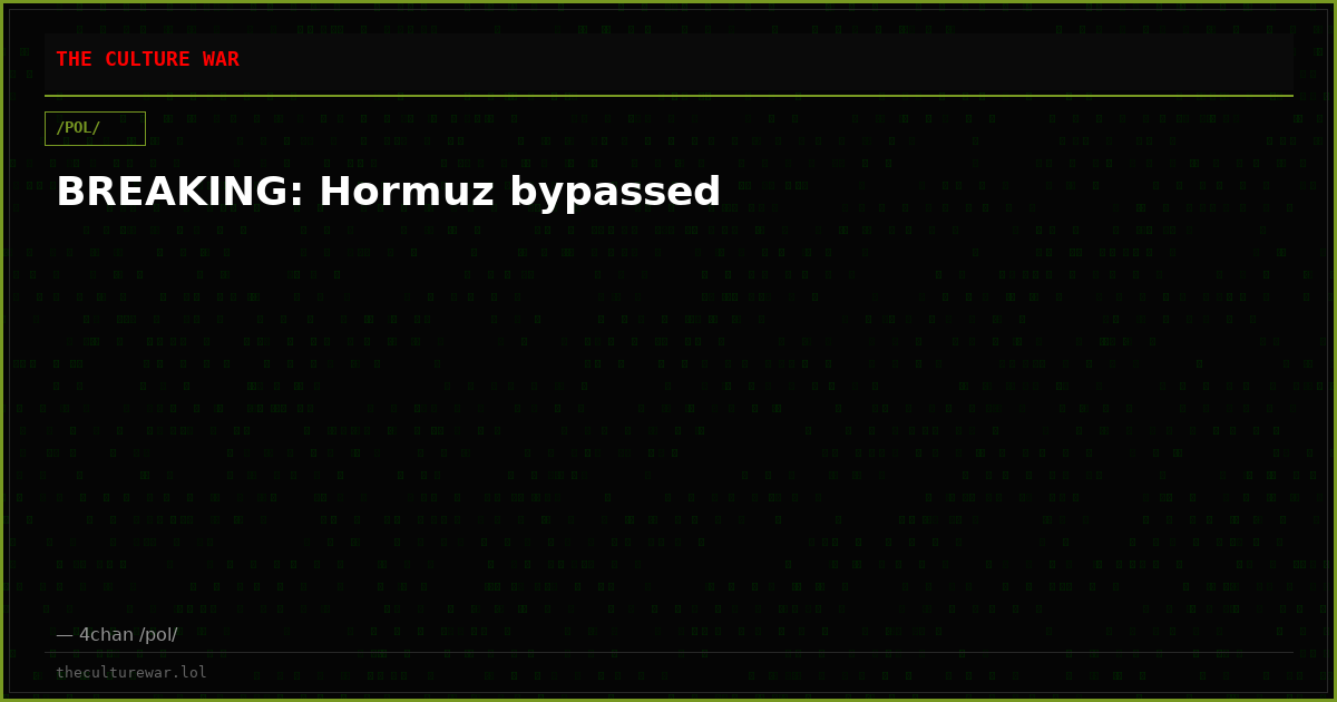 BREAKING: Hormuz bypassed
