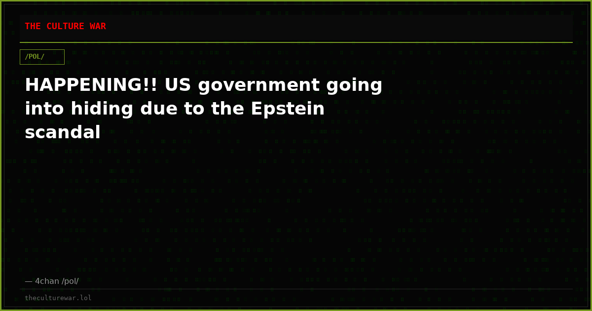 HAPPENING!! US government going into hiding due to the Epstein scandal