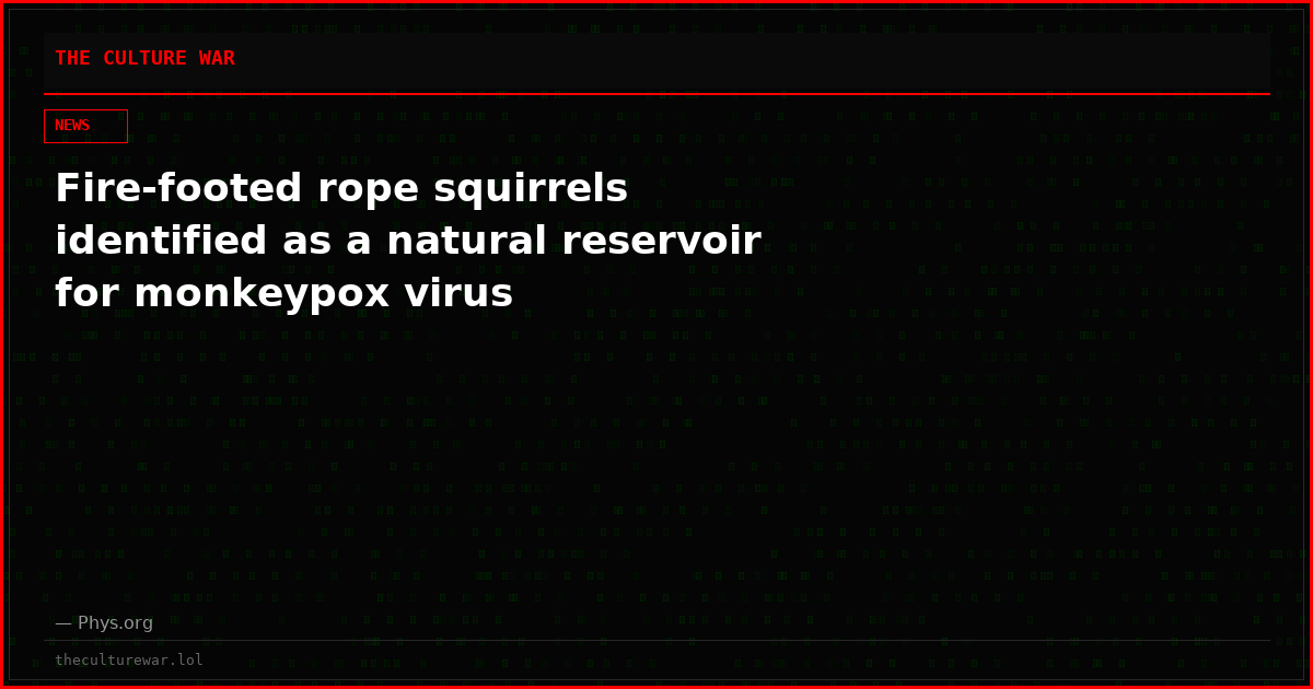Fire-footed rope squirrels identified as a natural reservoir for monkeypox virus