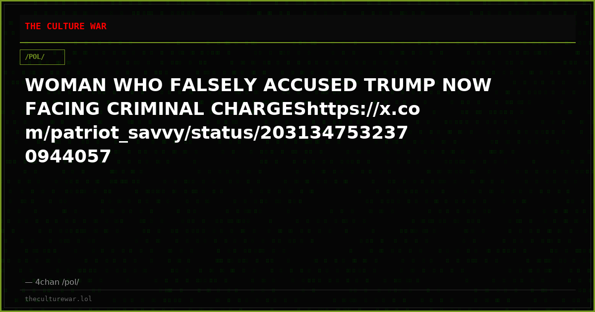 WOMAN WHO FALSELY ACCUSED TRUMP NOW FACING CRIMINAL CHARGEShttps://x.com/patriot_savvy/status/2031347532370944057