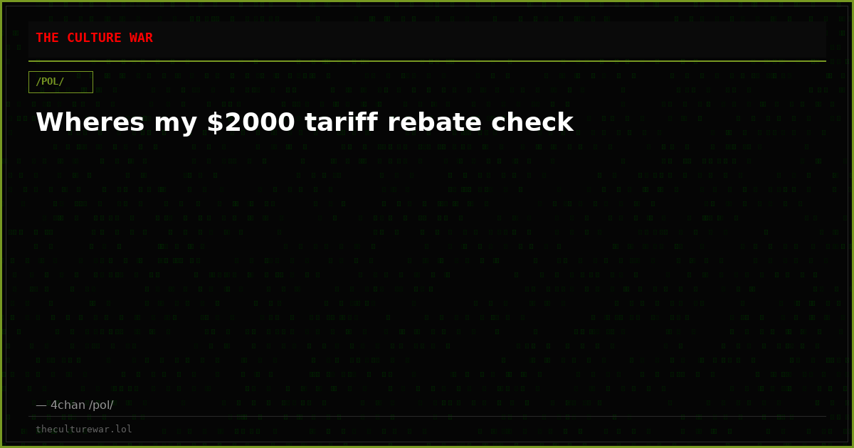 Wheres my $2000 tariff rebate check