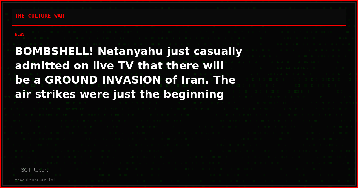BOMBSHELL! Netanyahu just casually admitted on live TV that there will be a GROUND INVASION of Iran. The air strikes were just the beginning of a massive, devastating regional war.