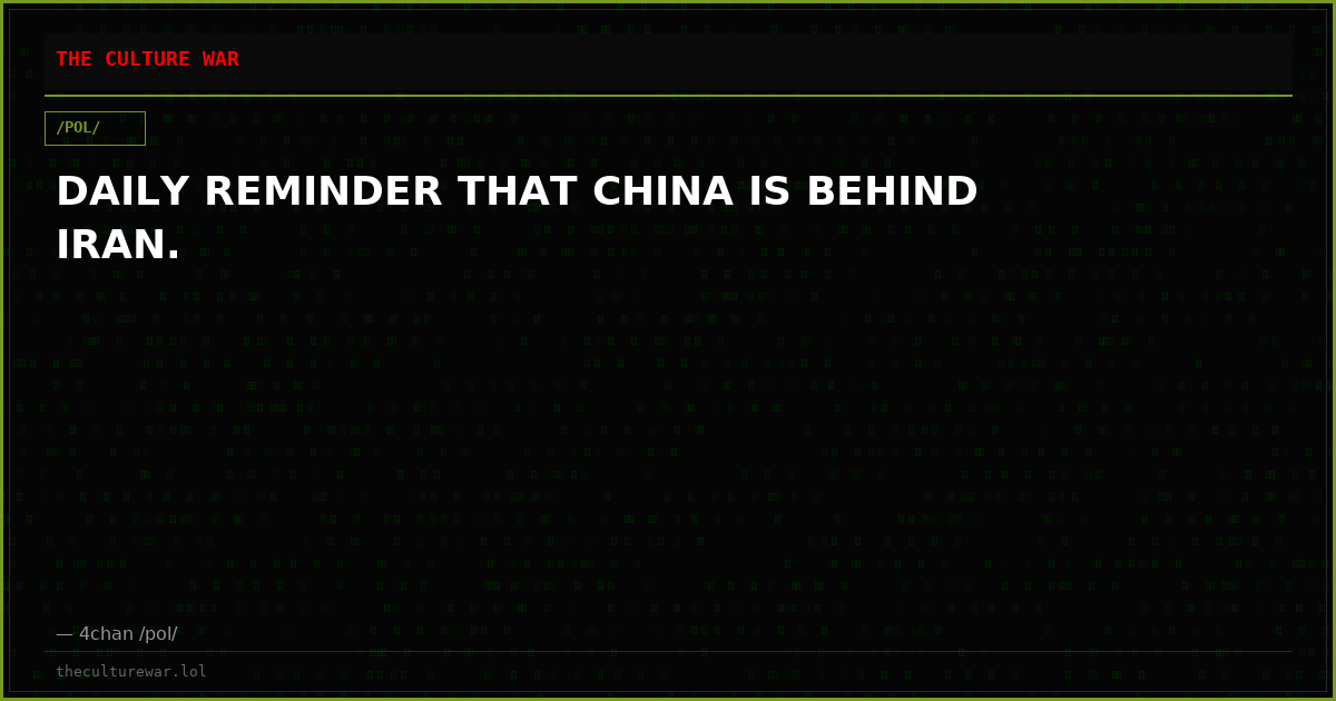 DAILY REMINDER THAT CHINA IS BEHIND IRAN.