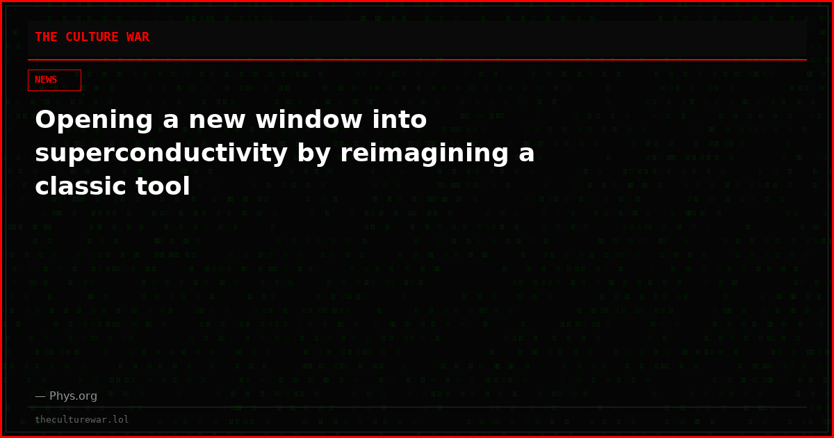 Opening a new window into superconductivity by reimagining a classic tool