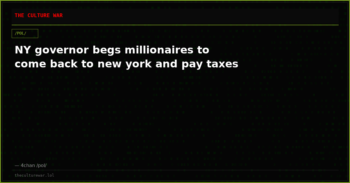 NY governor begs millionaires to come back to new york and pay taxes
