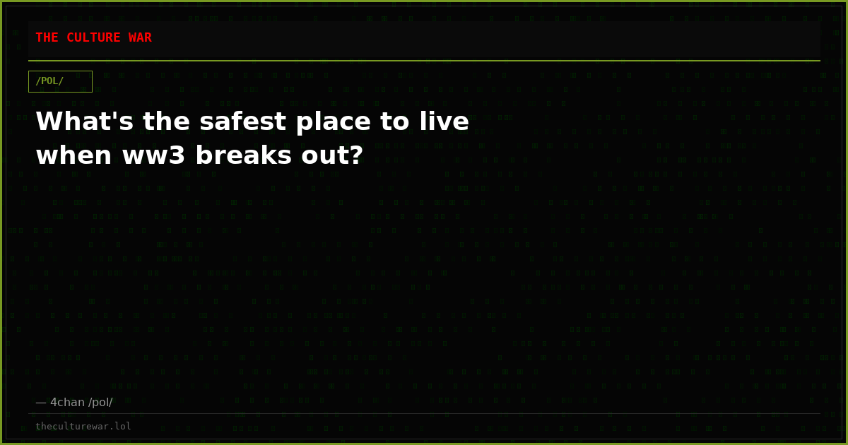 What's the safest place to live when ww3 breaks out?