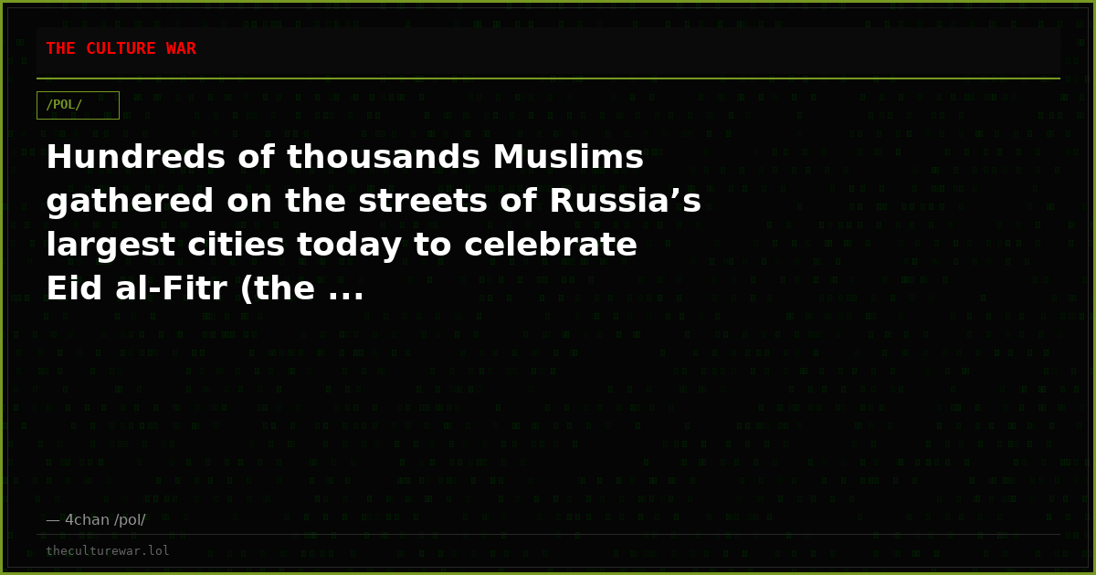 Hundreds of thousands Muslims gathered on the streets of Russia’s largest cities today to celebrate Eid al-Fitr (the ...