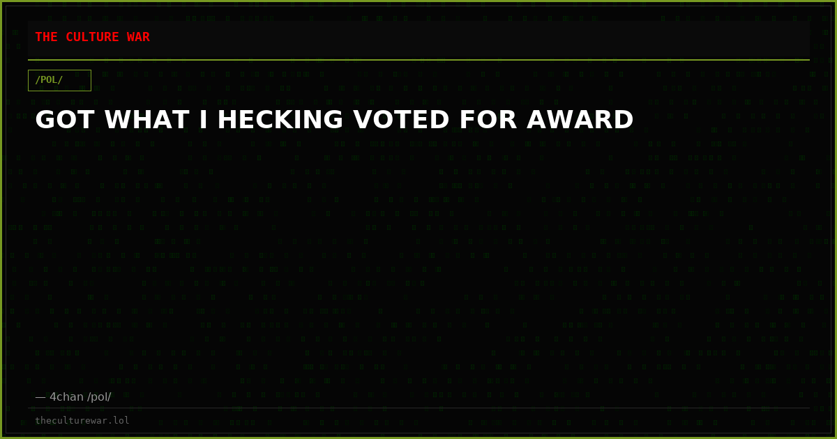 GOT WHAT I HECKING VOTED FOR AWARD