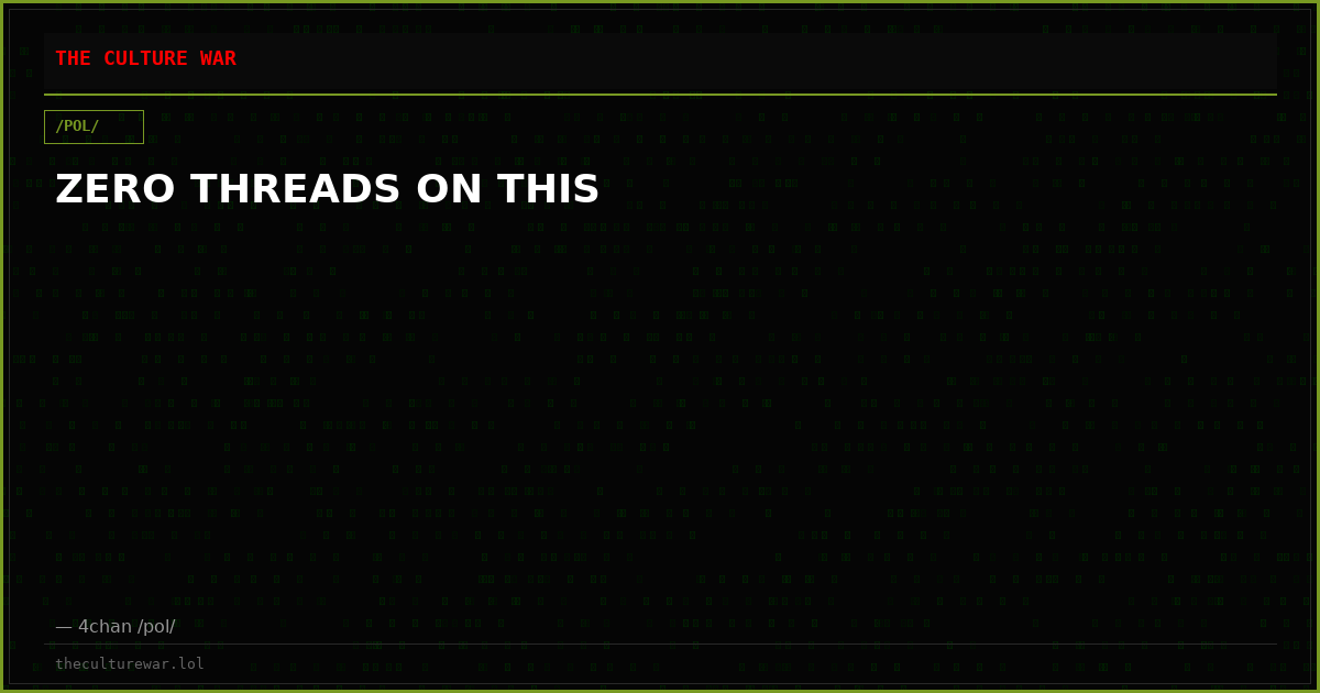 ZERO THREADS ON THIS